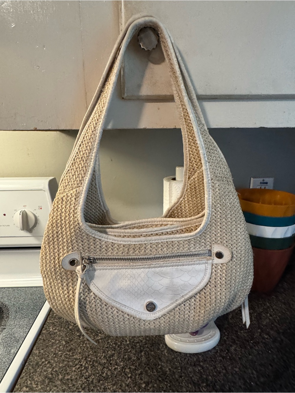 Simply Vera Vera Wang Cream Woven Hobo Shoulder Bag